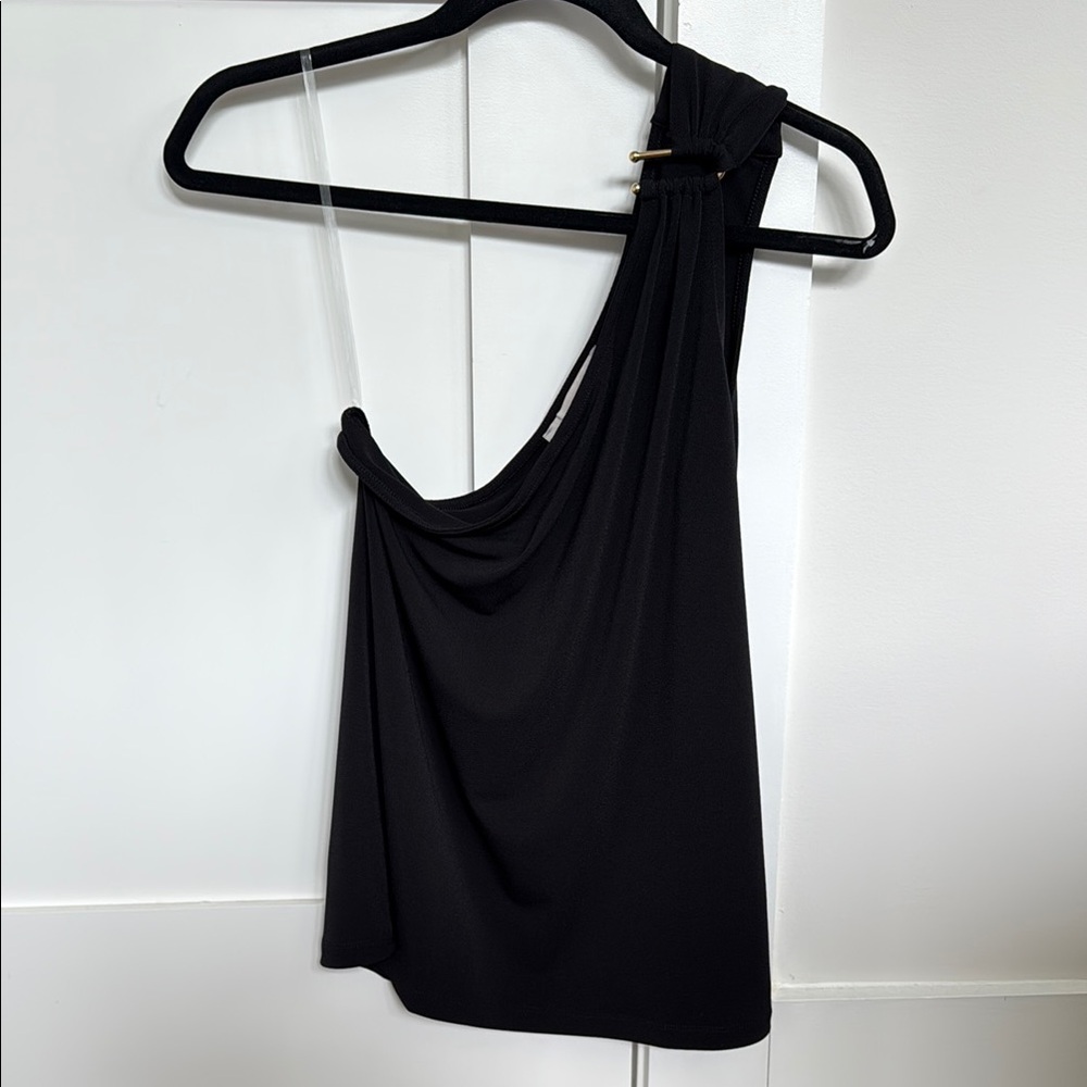 LOFT Black Asymmetrical Sleeveless Tank Top